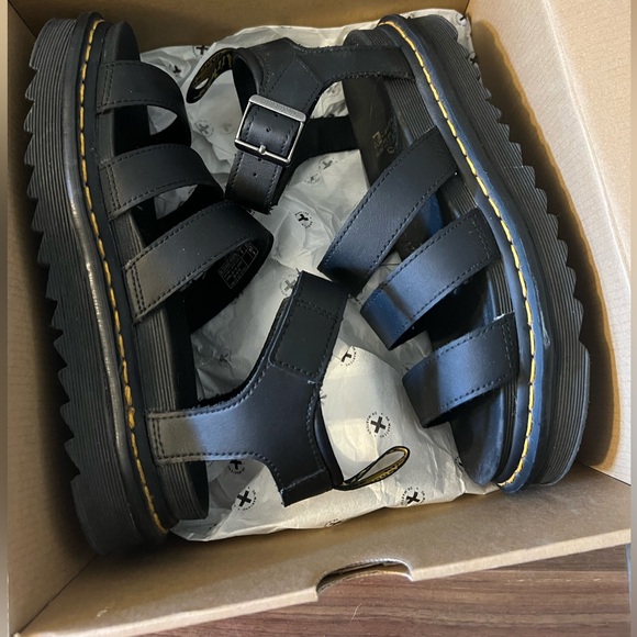 Dr. Martens Black Blaire Hydro Leather Strap Sandals - Picture 5 of 13